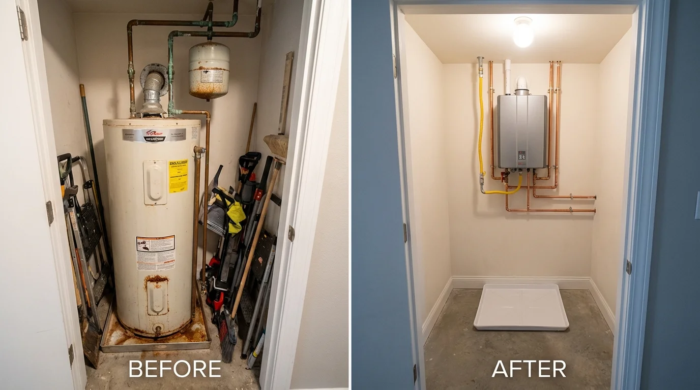 Tank water heater versus wall-mounted tankless unit comparison for Alexandria, LA homeowners